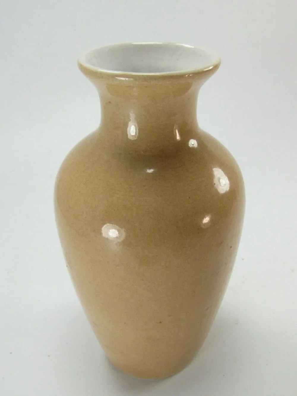 Vintage Daisy Floral Vase Beige Tan Handpainted Hand Painted 31396